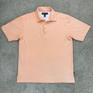 Tommy Bahama 18 Golf Polo Shirt Mens L Peach Coral Micro Dot‎ Print Short Sleeve